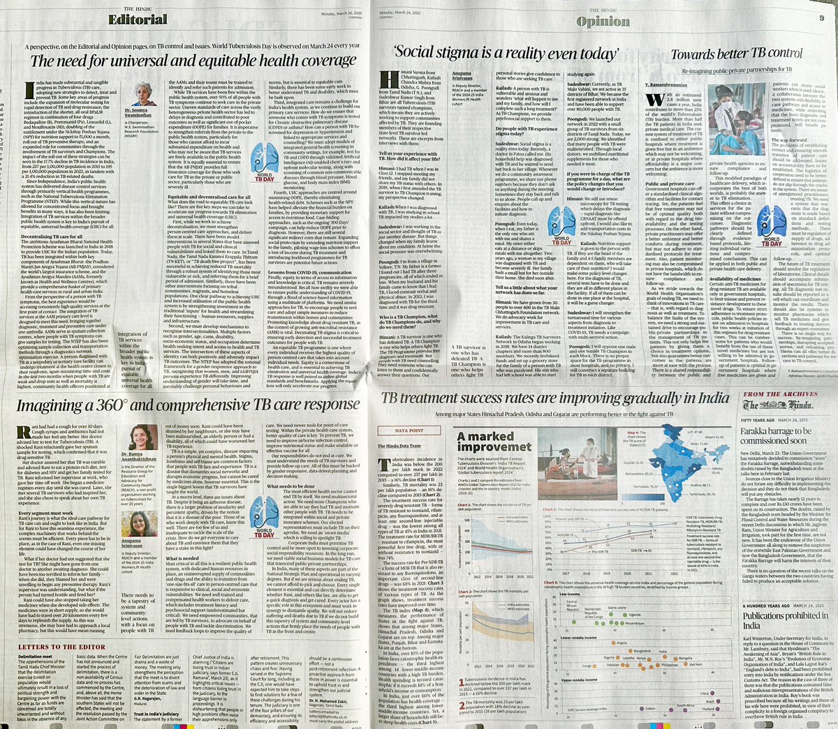 Today we recognise #WorldTBDay2025 in a collaboration with experts from <a href="/SpeakTB/">REACH</a> - thematic pages <a href="/the_hindu/">The Hindu</a> underscoring the complexity of the challenge and where policy reform can make a difference - with thanks to colleagues at our edit and design desks.