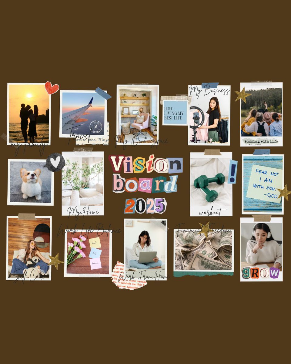 AGConnects06's tweet photo. A vision board, or dream board, is a dynamic visual representation of your goals and aspirations. Embrace its power as you turn your visions into reality. 

#goalsetting  #manifestyourdreams  #virtualassistantlife #DreamsToReality https://t.co/bmXnmcx7Ol