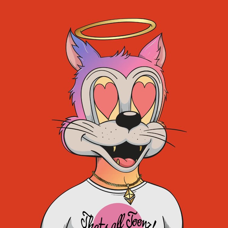 My very first <a href="/DegenToonz/">Degen Toonz</a> NFT 😍

❤️ eyes with 🌈 fur &amp; halo 😇

Now I can stack more $GOODS from <a href="/wen_goods/">WenGoods</a> 

Thanks so much to <a href="/ToonzDao/">ToonzDao</a> for the Hop Stars promotion 🙏