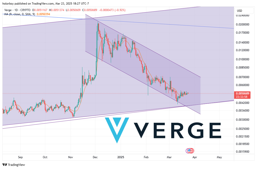 The corrective candles have reached from 0.02 to 0.004 and the bottom of the long-term ascending channel. In this range, you can buy more and a downward crossing of the channel bottom is the stop range
$XVG buy/swap vergecurrency.com/get-verge/ 

#XVG 
#VergeFam 
#VergeCurrency