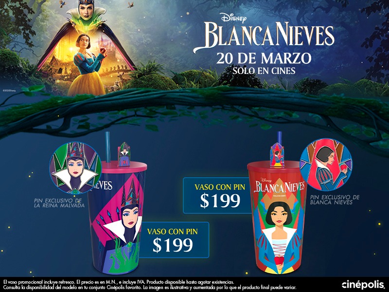 Cinemaniaticos1's tweet photo. Cinéfilos!! La historia de la primera princesa de #Disney cobra vida en una espectacular versión live-action, #Blancanieves, que ya puedes disfrutar en las salas de #Cinépolis, junto con los #vasospromocionales exclusivos y la #crepa #ManzanaCanela. 😍🥤
+Info: https://t.co/zr4uM4N9kg 📽️🍎
¿Qué les parece?