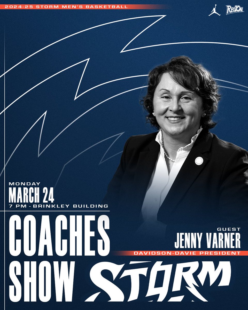 DDCCStormMBB's tweet image. Come join us in Brinkley Gym or online for our last Coaches Show of the season with our guest, Davidson-Davie CC President Jenny Varner.
#njcaa #juco #piedmonttriad