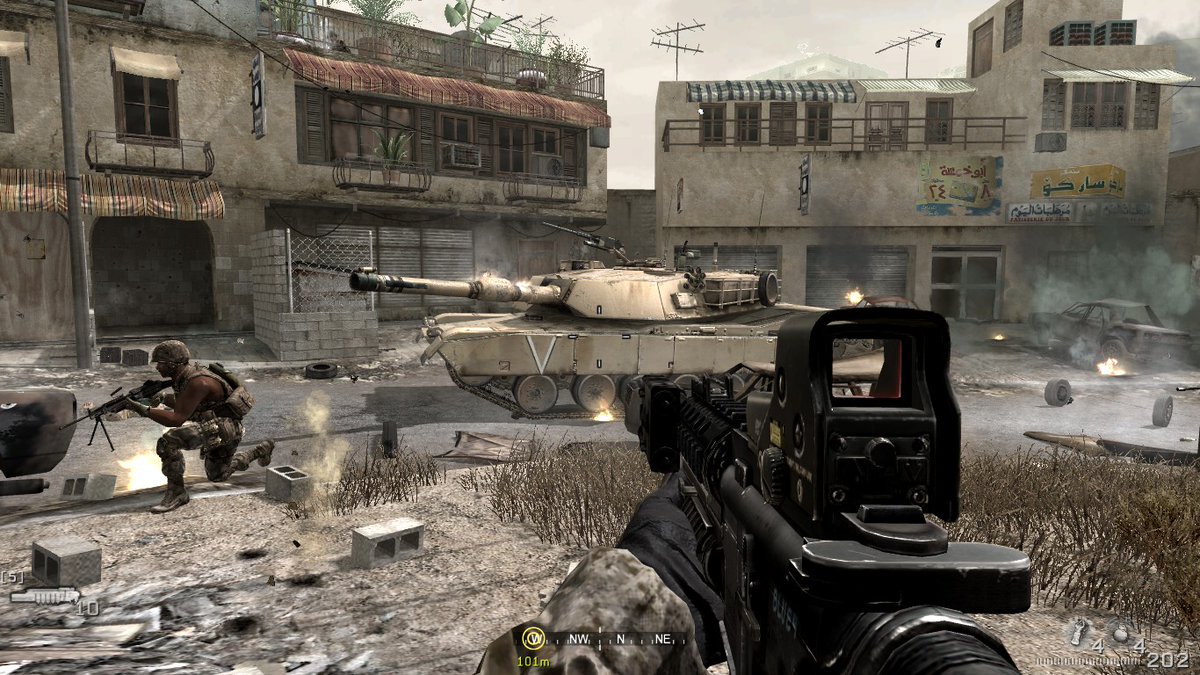 nise_yoshimi's tweet image. going back to the og Modern Warfare and in those few not-Iraq levels it nails the American Empire aesthetic of the War on Terror. that the game lingers on it so briefly - and it ends so nihilistically - says something about how traumatic this whole period was for the US psyche