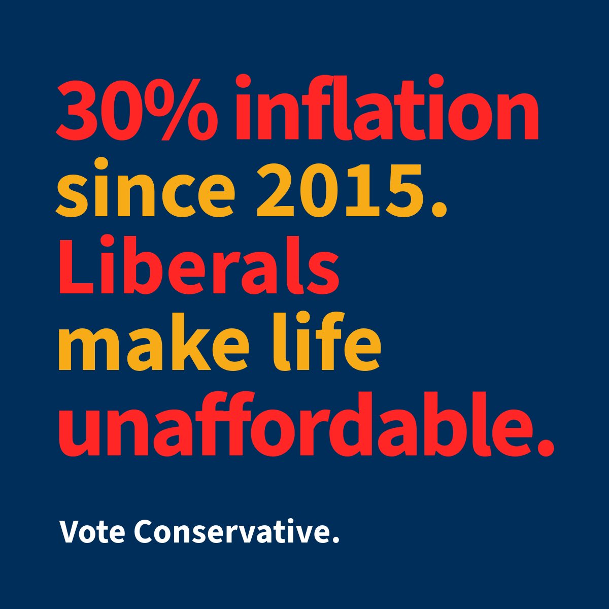 carloseveras's tweet photo. 30%. That’s how much more expensive life has become since the Liberals took power in 2015.

They told you they’d help the middle class — but the middle class can’t breathe.
They told you they cared about young Canadians — but our kids can’t buy homes or start families.
They told you “don’t worry” — but groceries, gas, rent, and basic necessities are slipping out of reach.

The numbers don’t lie: 30% inflation. One lost decade. And they’re asking for more time.

Enough is enough. Canadians deserve leadership that understands what it’s like to struggle and who actually puts families, workers, and small businesses first.

On April 28, vote to end the chaos, the excuses, and the broken promises.
Vote to bring affordability back to every Canadian home.
Vote @CPC_HQ @PierrePoilievre