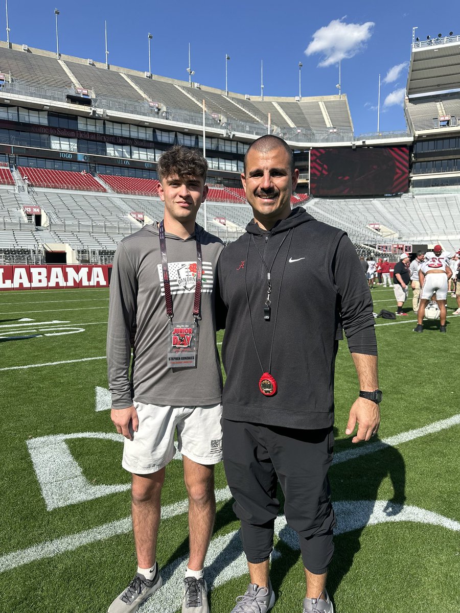 StephenGon30054's tweet image. Had an amazing time at @AlabamaFTBL. 
Thank you @nunez_jay for the opportunity to see the facilities and a spring scrimmage. Can’t wait to be back here in the summer!  @KalenDeBoer @MattWogan6 @DanOrnerKicking @_MasonSledge