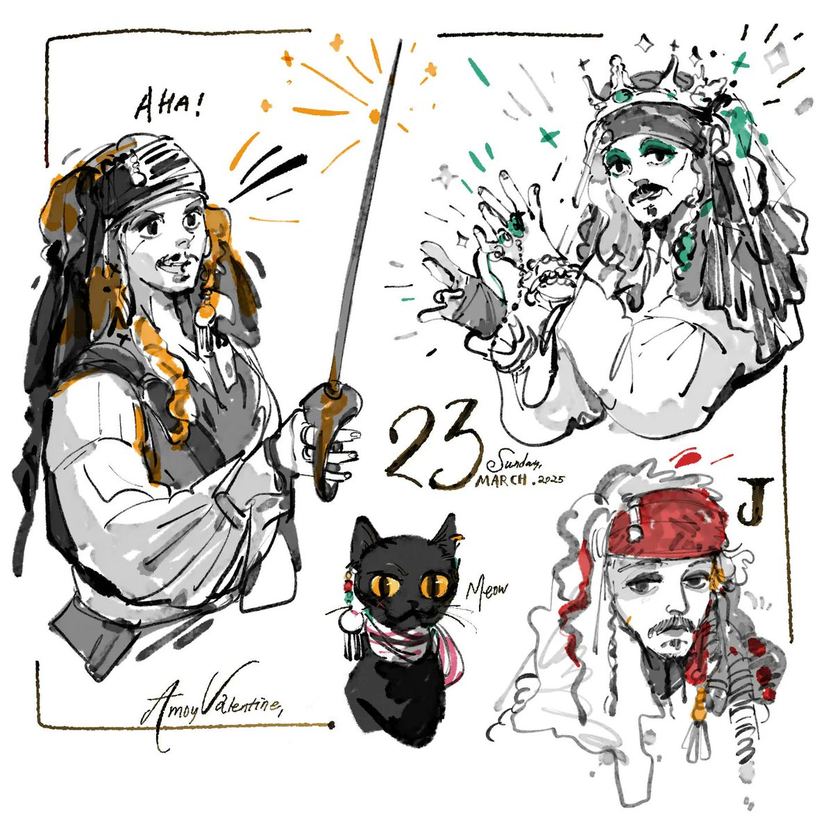 Amoy_Depp's tweet image. draw some Jack sparrows❁⃘𖤣𖥧*ﾟ.#jacksparrow #potc  #Johnnydepp
