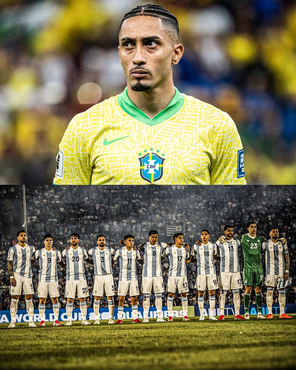 AtaqueFutbolero's tweet photo. “Les vamos a dar una PALIZA. Sin duda. Démosle una paliza. En el campo y fuera del campo si hace falta. 

Les voy a marcar un gol y QUE SE JODAN. Con todo”. 

Raphinha, chicaneando en la previa contra ARGENTINA. 😳🇧🇷🇦🇷 https://t.co/qIcQiNXayc