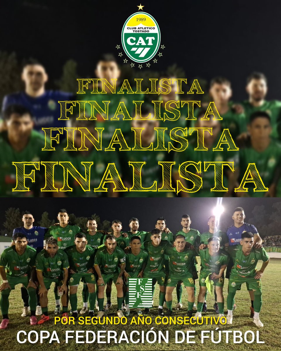 🇳🇬⚽️🏆 OTRA VEZ FINALISTAS!!!!

Por segundo año consecutivo nuestra primera división de fútbol es finalista de la Copa Federación de Fútbol.
El partido de vuelta fue para San Lorenzo de Ambrosetti por 1 a 0, pero el global fue para el verde 2 a 1

💚 OTRA FINAL PROVINCIAL VERDE
