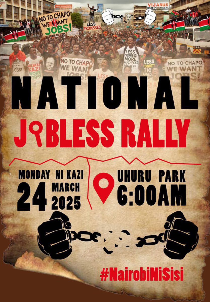 Toneekym's tweet image. Good morning Kenyans. Remember to turn up today.Fair warning the Raila Ojinga supporters from the slums might invade to steal phones so let us be vigilant and discipline them if anyone is caught !! RETWEET WIDELY!!!
#uhurupark #joblessrally #morara
#RutoMustGo #RutoAndRailaMustGo
