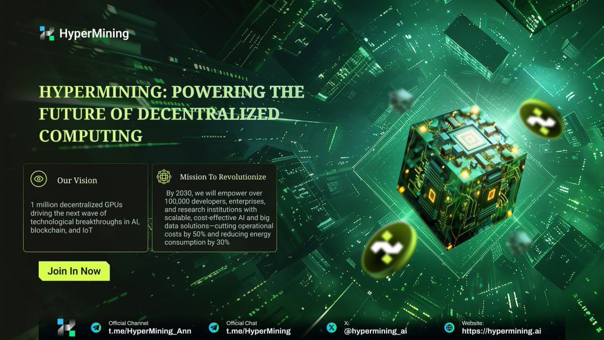 hypermining_ai's tweet image. HyperMining: Powering the Future of Decentralized Computing  

At HyperMining, we are on a mission to revolutionize the computing industry by building the world’s most powerful decentralized GPU network. By 2030, we will empower over 100,000 developers, enterprises, and research…