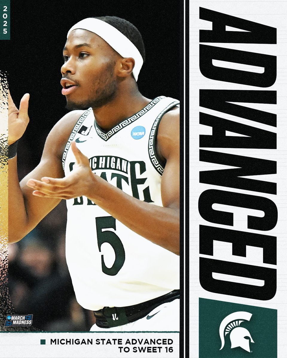 MICHIGAN STATE ADVANCES 🔥

The Spartans defeat (10) New Mexico 71-63 to move on to the Sweet 16 🙌 #MarchMadness