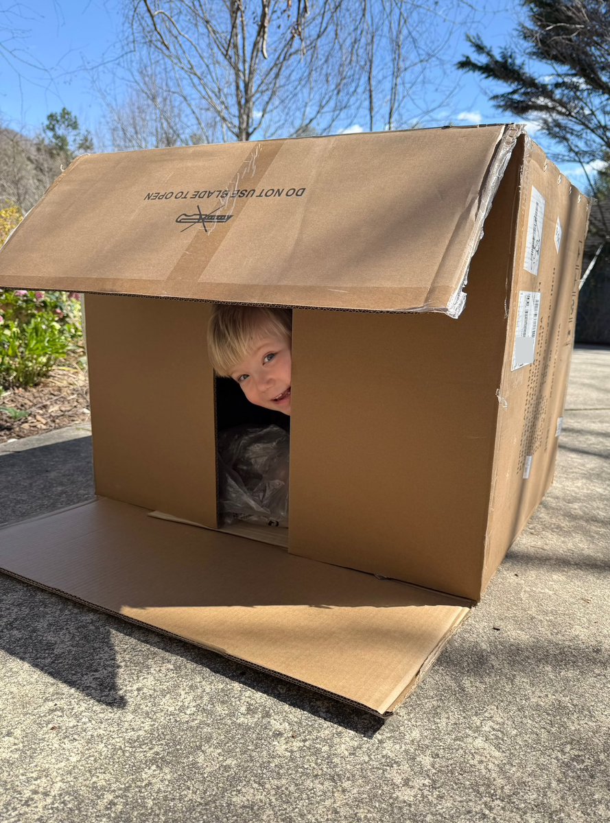 I don’t know who needs who hear this, but I gave my son a cardboard box today and he played with it for 4 hours straight. 

Absolute legend.