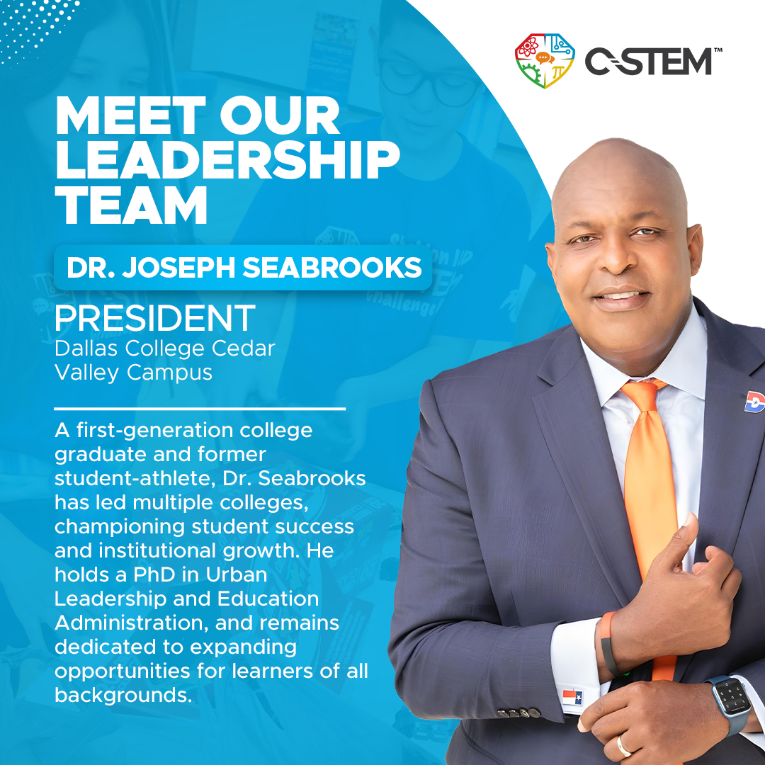 A true leader in education! Dr. Joseph Seabrooks’ dedication to C-STEM, student success &amp; equitable learning is inspiring. His leadership continues to pave the way for future generations. Thank you for all that you do! 👏💙 #CSTEM #LeadershipMatters