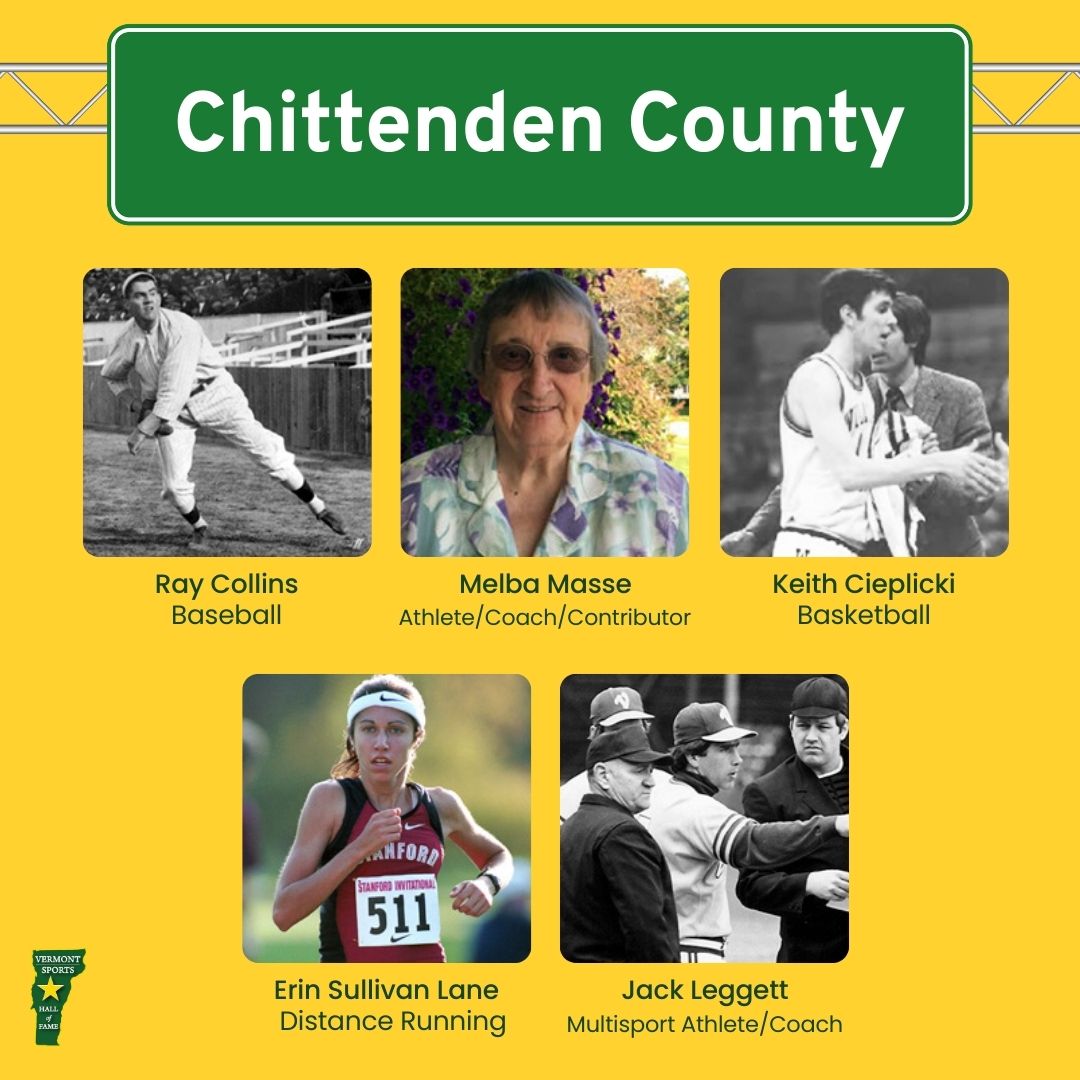 🏅 Vermont’s Finest: Chittenden County 🏅
Chittenden County is the most represented in the Vermont Sports Hall of Fame — with 50+ inductees across 12+ sports. It’s home to standout athletes, coaches, and contributors who’ve left a lasting legacy on Vermont sports history!