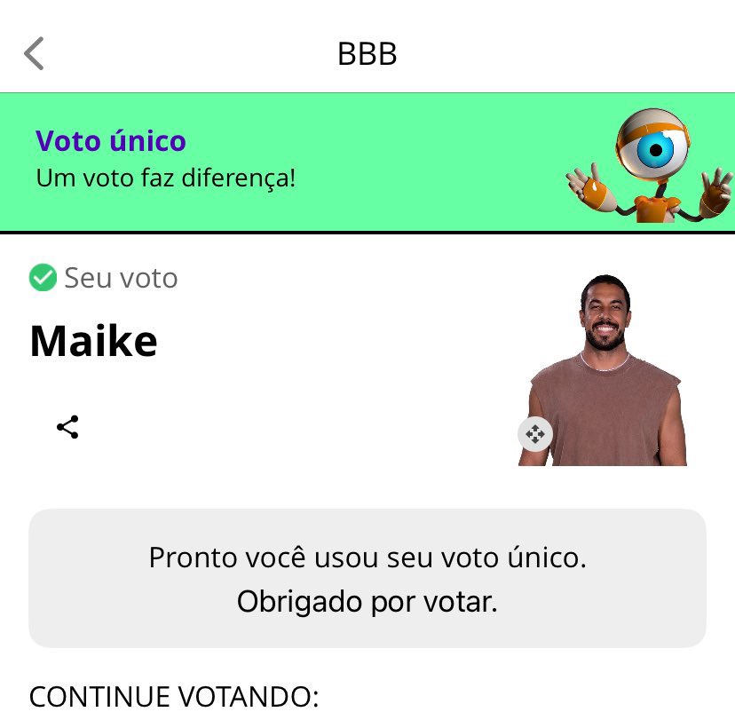🚨 ATENÇÃO! 

COMPRO VOTOS! #ForaMaike  

Quer ganhar 50 reais facil? 

Use seu voto único votando na opção “Maike” e mande o comprovante aqui nos comentários ou no privado, vou mandar R$50,00 no pix para quem fizer tudo certinho! #BBB25