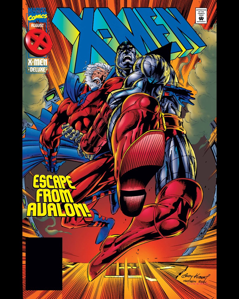 ClassicXMen's tweet photo. X-Men #43 cover dated August 1995.

An all-out battle for Avalon! https://t.co/6Cs2g4HZpy
