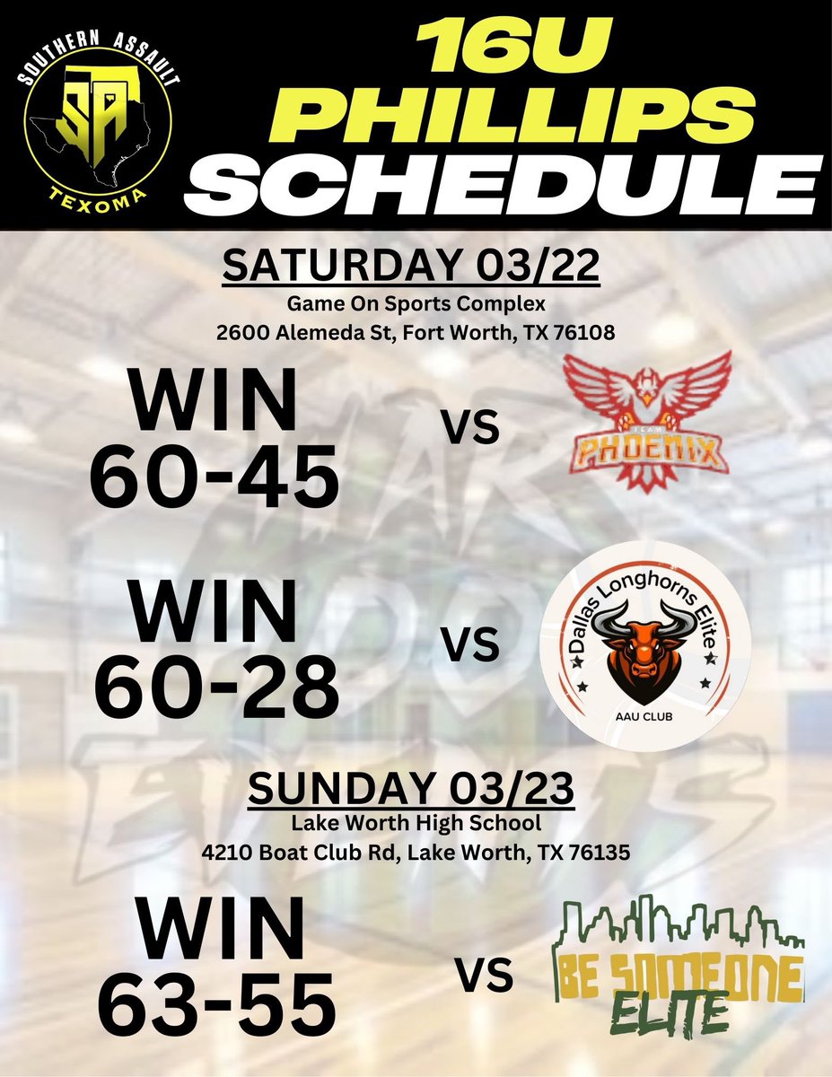 Erik Phillips (@satexoma16u) on Twitter photo 3-0 start to our season at <a href="/Warb4storm/">War Hoop Events</a> this weekend. πͺπΌππ€
Great start for our guys. Time to rest up and get healthy before we play in the <a href="/madehoops/">MADE Hoops</a> event in Norman April 12-13. 3-0 start to our season at <a href="/Warb4storm/">War Hoop Events</a> this weekend. πͺπΌππ€
Great start for our guys. Time to rest up and get healthy before we play in the <a href="/madehoops/">MADE Hoops</a> event in Norman April 12-13.