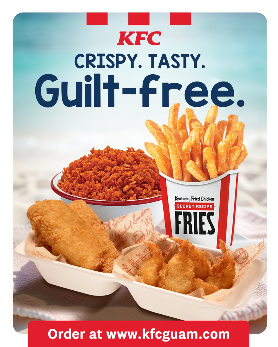 KFC_Guam's tweet photo. Golden, flavorful, and perfectly satisfying for the season! 🦐🐟 Our breaded shrimp and fish dinner is just what you need—no regrets, just good food!

Order now at KFC Guam! Available for online ordering through Good To Go and Uno Go. Click here to order: https://t.co/lNbpAqwyz9 https://t.co/UuclZEJ99r