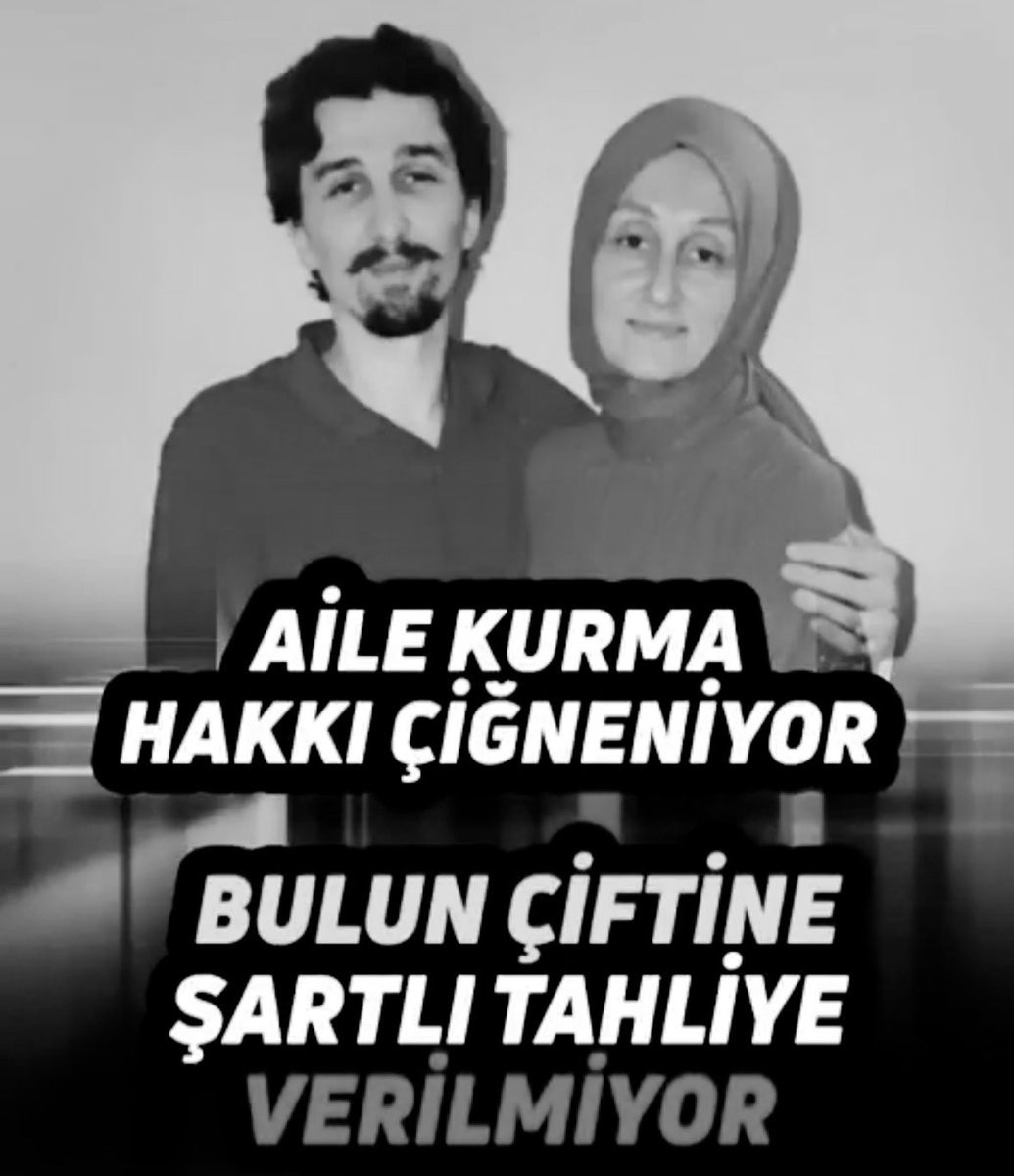 8.1 yıllık cezalarını bitiren Bulun çiftine
iyi hal puanlarına rağmen keyfi gerekçelerle denetimli serbestlik ve 
koşullu salıverilme hakları verilmedi.
Hukuksuz tutukluluğa son verilerek
özgürlüklerine kavuşmalılar ..!!

⚖️⚖️

Kütahya T Tipi Ceza İnfaz Kurumundaki
Mehmet Emre