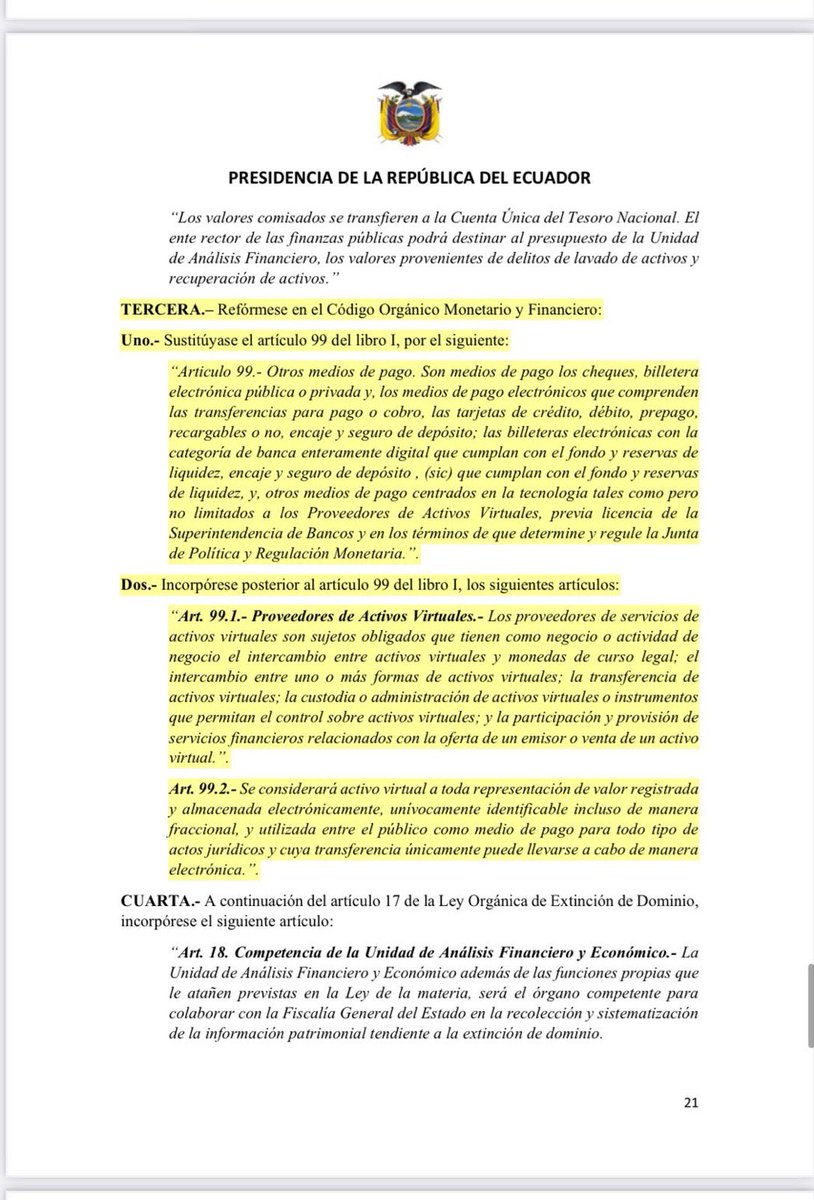 MashiRafael's tweet photo. 🇪🇨🇪🇨🇪🇨
Aquí está la  ley de Noboa, pasada a la brava y derogada por la CC, ley con la que creaba medios de pago electrónicos paralelos al dólar. 
Noboa miente como respira.
#NosGobiernanDelincuentes https://t.co/EH0DVfWUj7