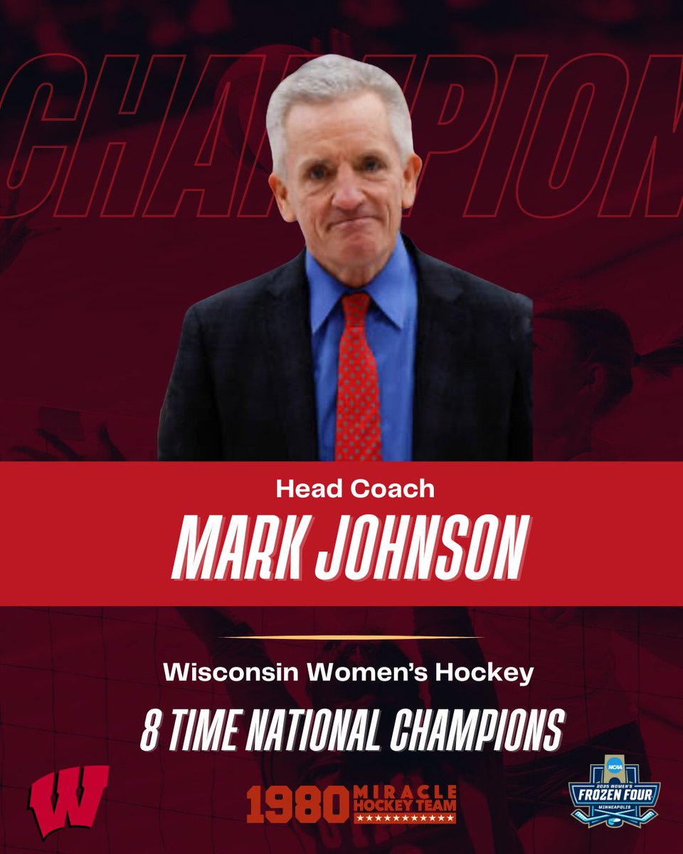 Congratulations to our teammate #10 Mark Johnson who just won his 8th @ncaaicehockey National Championship with the @badgerwhockey team! What a dynasty! Congrats Magic!  🏒🏅🇺🇸

🏆🏆🏆🏆🏆🏆🏆🏆

#MiracleOnIce #1980Hockey #1980Gold #USA #NattyChamps #NCAAIceHockey #WFrozenFour