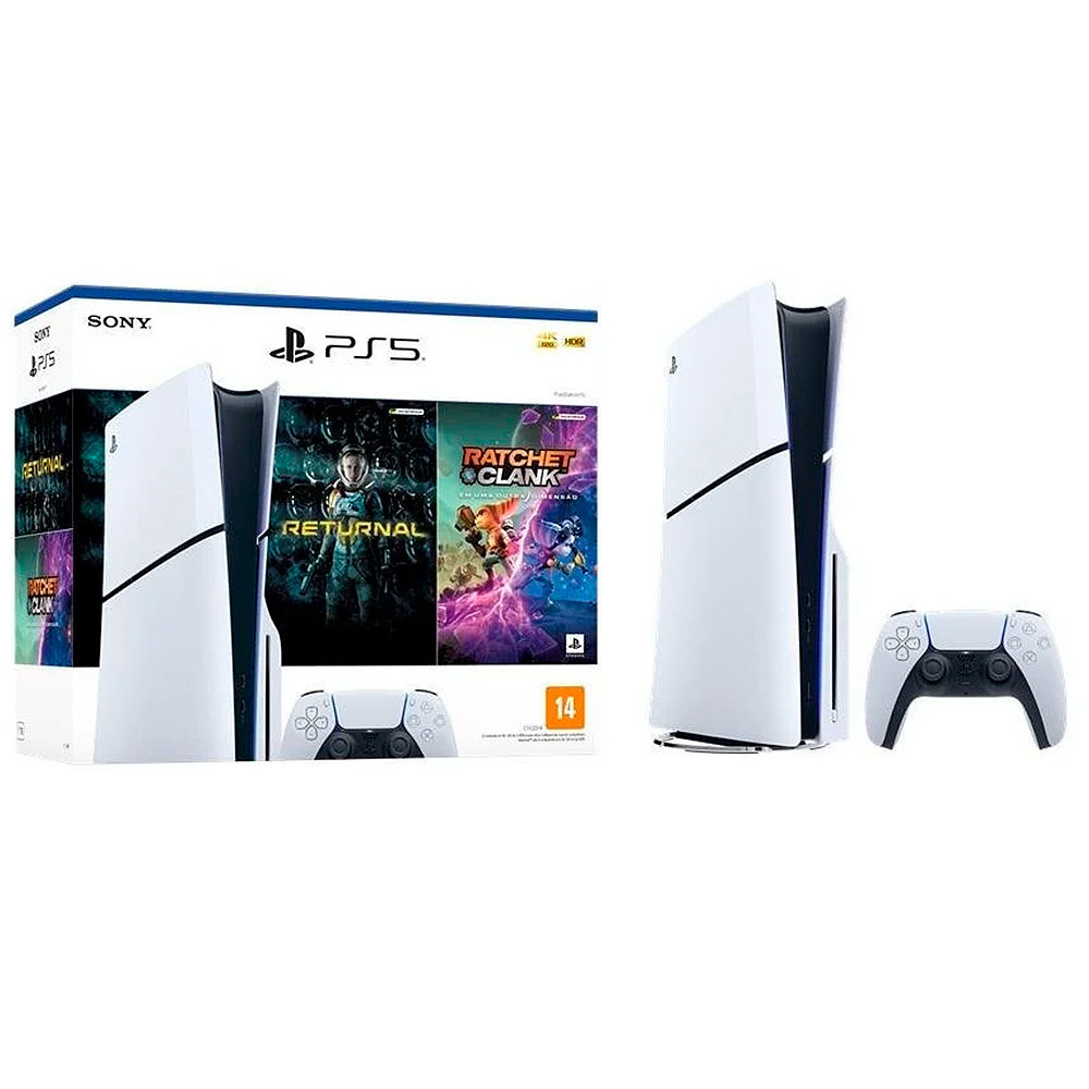 honnorshop's tweet photo. Console PlayStation 5 Slim com leitor Branco + Returnal e Ratchet e Clank + Controle Sem Fio Dualsense Branco

R$3279,90 em até 12x sem juros 

Cupom de R$150 off tecnologia 
https://t.co/4VSTWmW7M3

Playstation 5
https://t.co/WEDn5nCW8U https://t.co/gNeKohwJxO