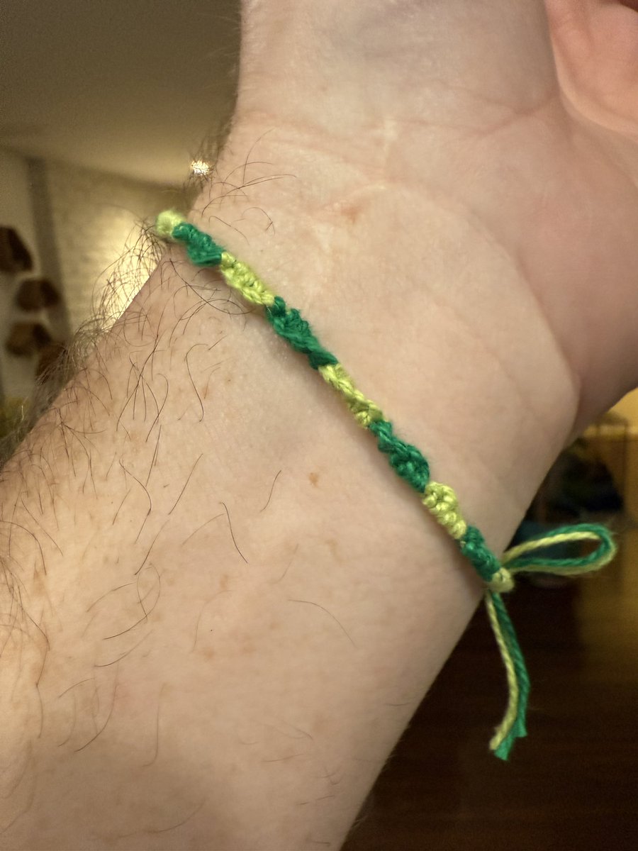 LordMandrakeNFT's tweet photo. My eldest just made me a friendship bracelet in my character colors and asked if the VF community would be interested in one as well! Heโs committed to 10 bracelets at the moment, which character colorway would you want to see? #InchWorm https://t.co/eotKdYUiM6