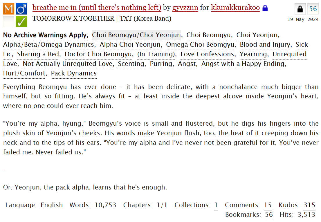 moaficsfor366's tweet photo. Day 76: breathe me in (until there's nothing left) by @kkyuromie
this abo fic is such a stunning work 😍 in this fic B is healing their leader Y &amp; you can instantly tell by the way Y describes B so delicately &amp; with care that this man is down bad for him +
https://t.co/PaOJF5dVIC https://t.co/OAfSVdGbxq