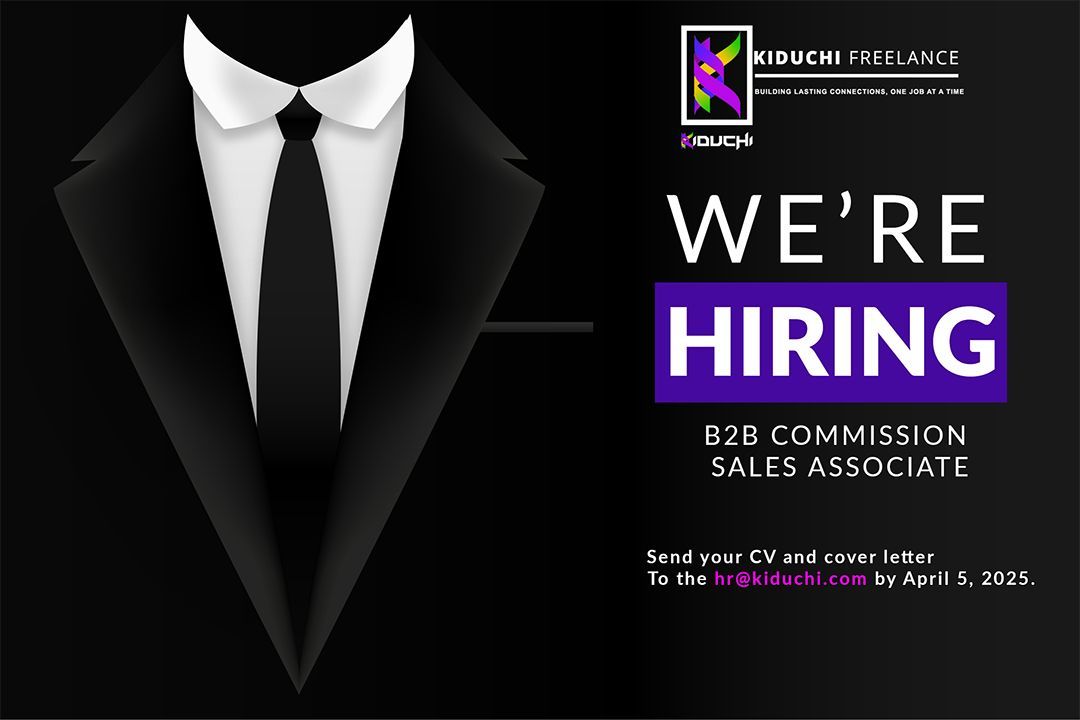 kiduchi_ent's tweet photo. ��� We're Hiring: B2B Sales Associate! 🚀

Got a knack for closing deals? Join Kiduchi as a Sales Associate 

💰 100% commission – unlimited potential.
📍 Remote &amp; flexible.

Ready to sell the future of work? send us your CV at hr@kiduchi.com

#Hiring #SalesJobs #mondaymotivation https://t.co/oslUSXSBel