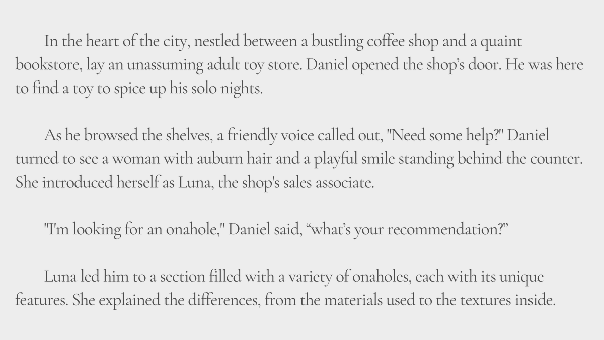 AWoo432's tweet photo. 5th short story: A sex toy shop adventure
(572 words)

What is the reward for being the lucky 1000th customer?

Read the whole story at
https://t.co/VPOuZ8ssXF

#onlyfans #adultstories #of #adultcontent https://t.co/E70FYXSeIS