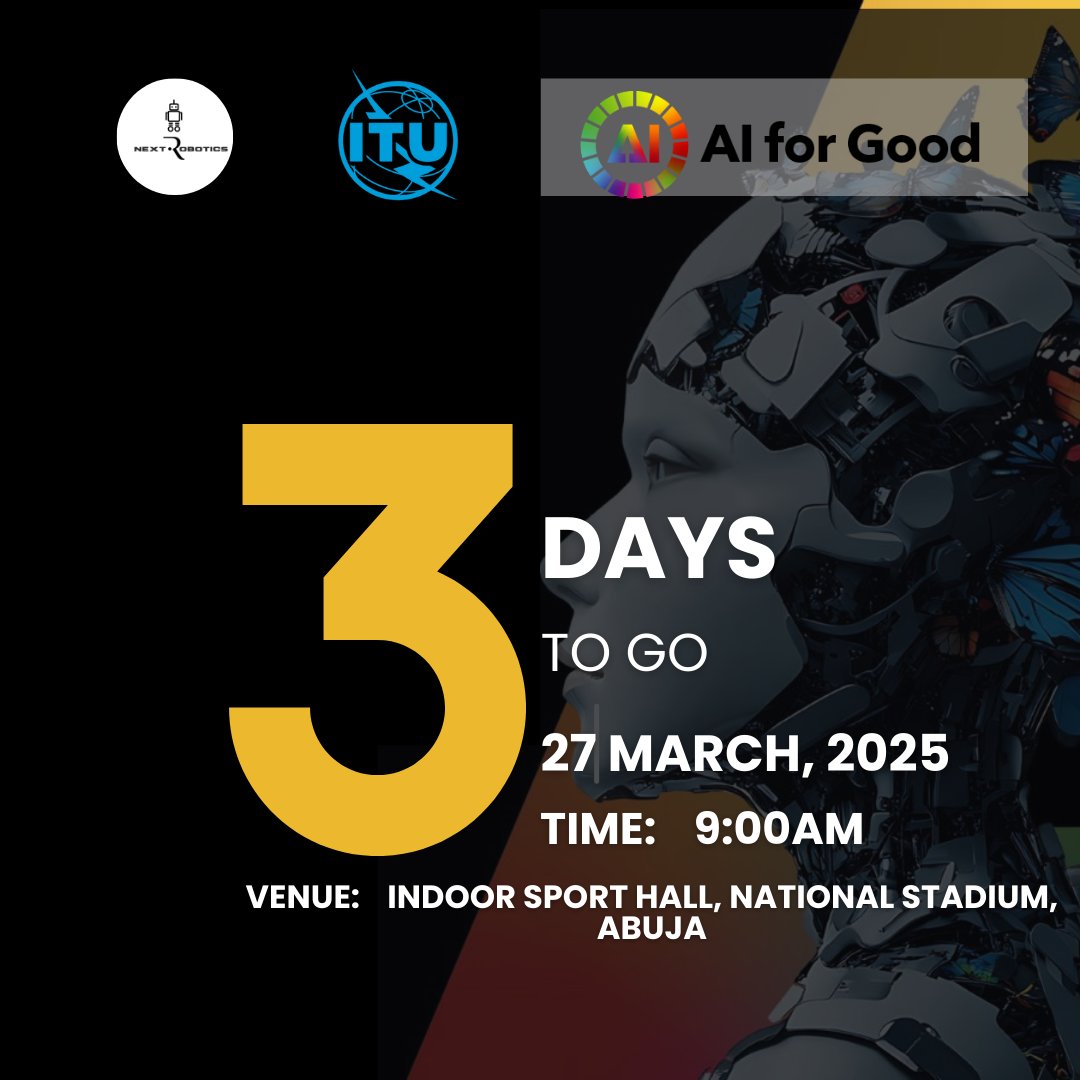 NextRobotics1's tweet image. Who is ready...

3 Days to the epic Robotics for Good Youth Challenge Nigeria 2025, happening March 27, 2025.
.
.
.
#nextroboticsacademy #abuja #aiforgood #Nigeria