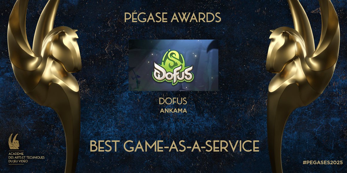 Winner of the Best Game As A Service award at the #Pégases2025 🏆

Congratulations to the team of Dofus from <a href="/AnkamaGames/">Ankama</a>!