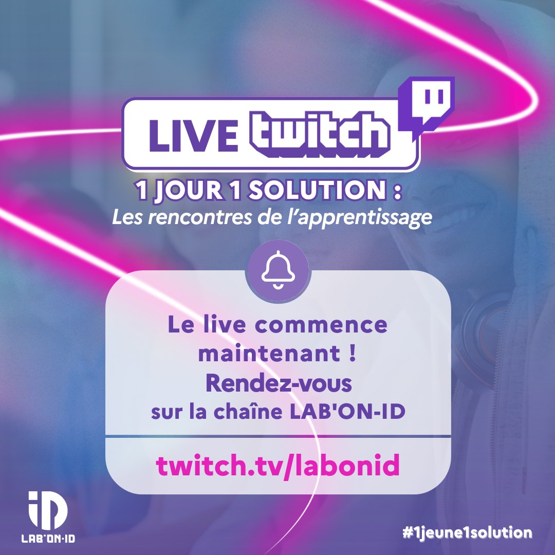 📢 LIVE Twitch : 1 Jour 1 Solution - Les rencontres de l’apprentissage !  Rendez-vous en LIVE sur Twitch avec Cheyenne et Nekzioh pour échanger sur les opportunités de l’apprentissage ! 

🔗 twitch.tv/labonid 

<a href="/lab_onid/">LAB'ON-ID</a> #1jeune1solution #Twitch #Alternance #Apprentissage