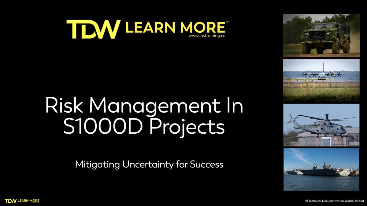 TechDataWorld's tweet image. Master Risk Management in S1000D Projects—identify, assess & control risks to keep your project on track! Part of our Project Managers Course. Stay ahead of the risks!