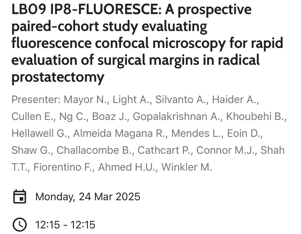 Imperial Prostate (@ip_london) on Twitter photo It’s a big last day at #EAU25 for our team! 🇪🇸
<a href="/Connor_Urol/">Martin J. Connor</a> - 2x #IP2ATLANTA pilot study results (12:00)
<a href="/cut_tt_chase/">Chase Ng</a> - #RAPID 5-yr follow-up for negative biopsy patients (12:05)
<a href="/NikhilMayor/">Nikhil Mayor</a> - #IP8FLUORESCE late breaking results (12:15) It’s a big last day at #EAU25 for our team! 🇪🇸
<a href="/Connor_Urol/">Martin J. Connor</a> - 2x #IP2ATLANTA pilot study results (12:00)
<a href="/cut_tt_chase/">Chase Ng</a> - #RAPID 5-yr follow-up for negative biopsy patients (12:05)
<a href="/NikhilMayor/">Nikhil Mayor</a> - #IP8FLUORESCE late breaking results (12:15)