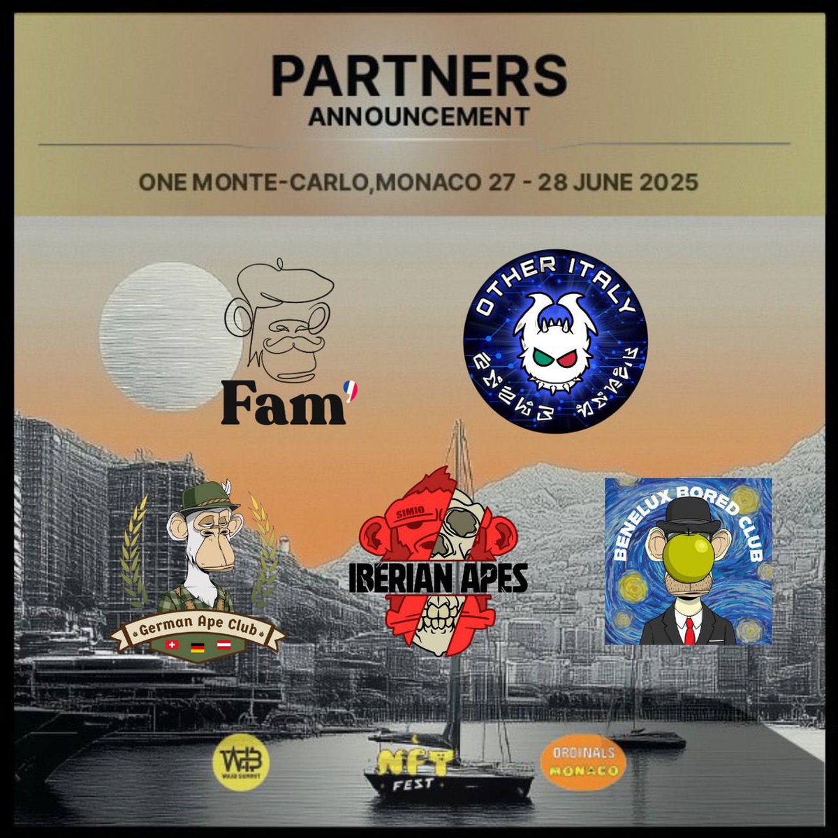 NFT FEST (@nftfestwtf) on Twitter photo Apes taking over Monte-Carlo!
At <a href="/NFTFESTWTF/">NFT FEST</a> and <a href="/waibsummit/">WAIB Summit</a>: the first and largest Web3 event in MONACO ๐ฒ๐จ
๐ป Attention, Apes! Calling all Apes!
NFT FEST, WAIB Summit and Ordinals Monaco are proud to announce <a href="/ApeClubDach/">German Ape Club ๐ฉ๐ช ๐ฆ๐น๐จ๐ญ</a>, <a href="/IberianApesYC/">Iberian Apes</a>, <a href="/FrenchApeYC/">French Apes ๐ ๐ซ๐ท</a>, <a href="/other_italy/">OTHER ITALY</a> and Apes taking over Monte-Carlo!
At <a href="/NFTFESTWTF/">NFT FEST</a> and <a href="/waibsummit/">WAIB Summit</a>: the first and largest Web3 event in MONACO ๐ฒ๐จ
๐ป Attention, Apes! Calling all Apes!
NFT FEST, WAIB Summit and Ordinals Monaco are proud to announce <a href="/ApeClubDach/">German Ape Club ๐ฉ๐ช ๐ฆ๐น๐จ๐ญ</a>, <a href="/IberianApesYC/">Iberian Apes</a>, <a href="/FrenchApeYC/">French Apes ๐ ๐ซ๐ท</a>, <a href="/other_italy/">OTHER ITALY</a> and