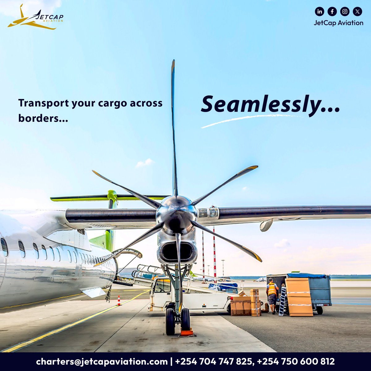 jetcapaviation's tweet photo. Speed, Safety, and Reliability in Every Shipment! Trust us for seamless air freight solutions tailored to your needs.

📩 charters@jetcapaviation.com | 📞 +254 704 747 825 | +254 750 600 812

#JetCapAviation #AirCargo #FreightSolutions #FastDelivery #CargoCharter https://t.co/GCjHriqlH1