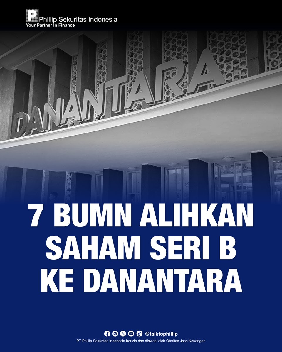 TalkToPhillip's tweet photo. Pemerintah Republik Indonesia resmi mengalihkan kepemilikan saham seri B dari beberapa BUMN ke Danantara.
Penasaran apa saja BUMN yang termasuk? temukan jawabannya dalam konten ini.
#TalktoPhillip #POEMS #SaatnyaInvestasi #DuitYangKerja #bumn #sahambumn #Danantara https://t.co/1geDLFQwi3