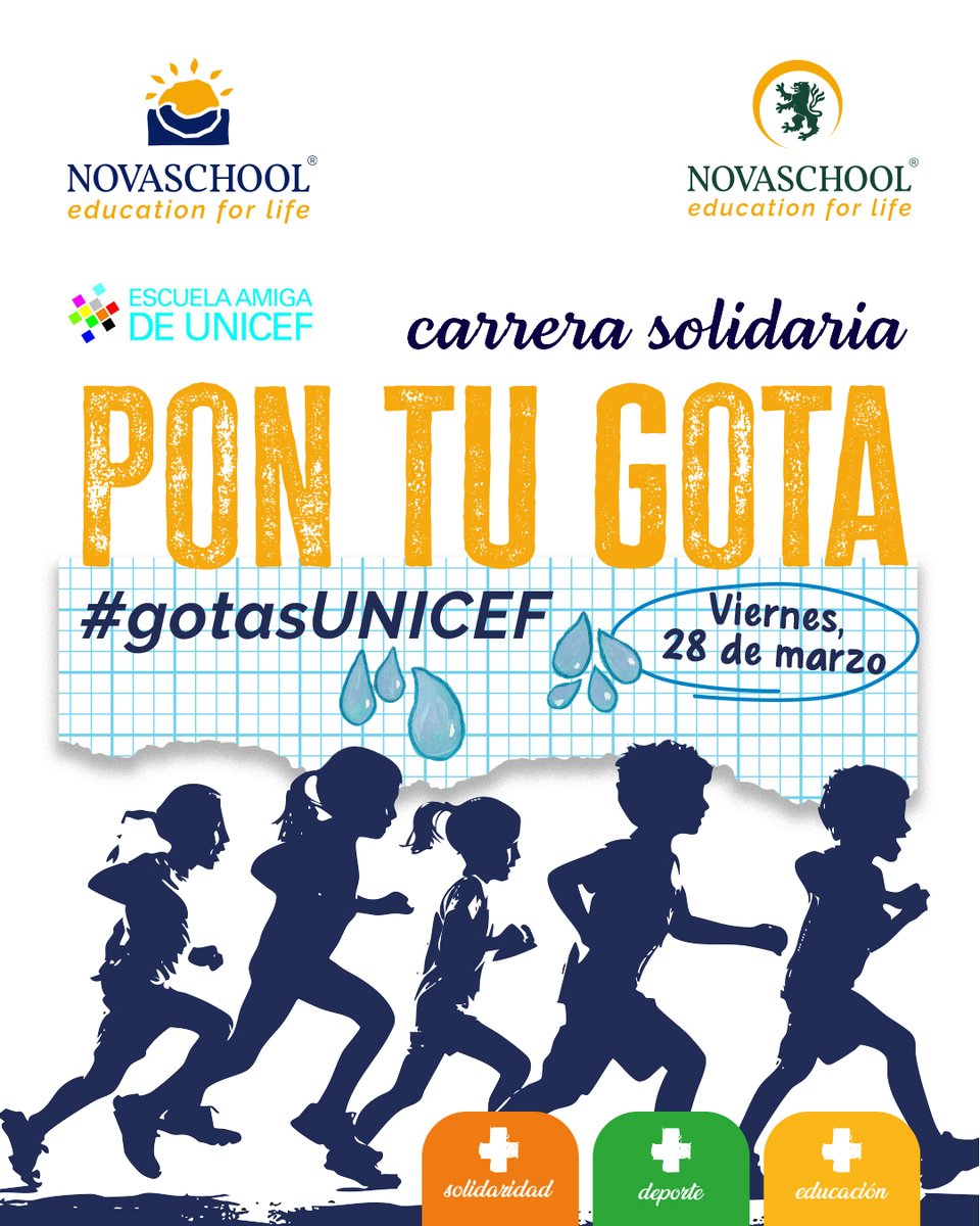 🌍💧 Día Mundial del Agua🏃‍♂️💙
El próximo 28 de marzo nuestros alumn<a href="/s/">『S』</a> participarán en una nueva edición de la #CarreraSolidaria #gotasUNICEF
A través de esta iniciativa, sumamos esfuerzos para garantizar que más niñ@s en el mundo tengan acceso a agua limpia🌊💙
#DíaMundialDelAgua