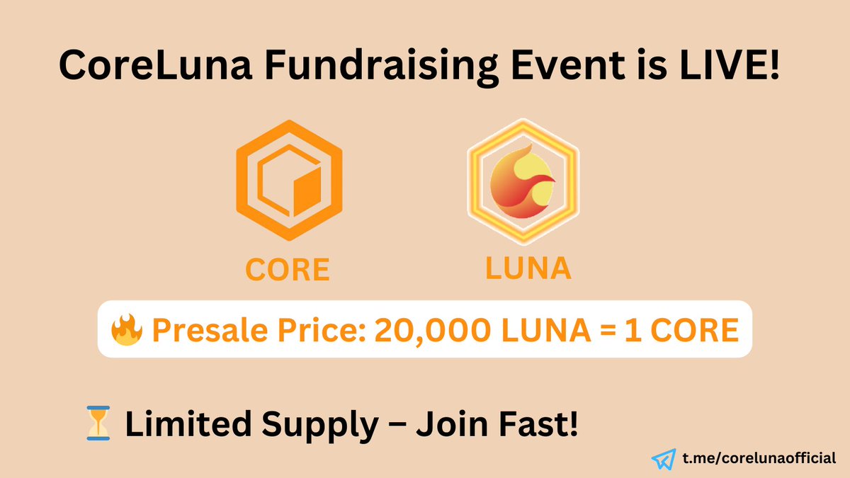coreluna_dev's tweet image. 📈 LUNA Presale is Now Live! 📊
🛡 Here are the Pre-Sale details:

➡️ 1 CORE = 20,000 LUNA

🔥 Minimum Investment: 0.1 CORE

🔔 Pre-sale Address:
0xd4b7240704bde091035ed46D733A1199a0e75C5d

❌ Do not send from exchange!  ⚠️

🚀 CoreLuna Presale – Only 8 Million LUNA Left! 🚀

📢…