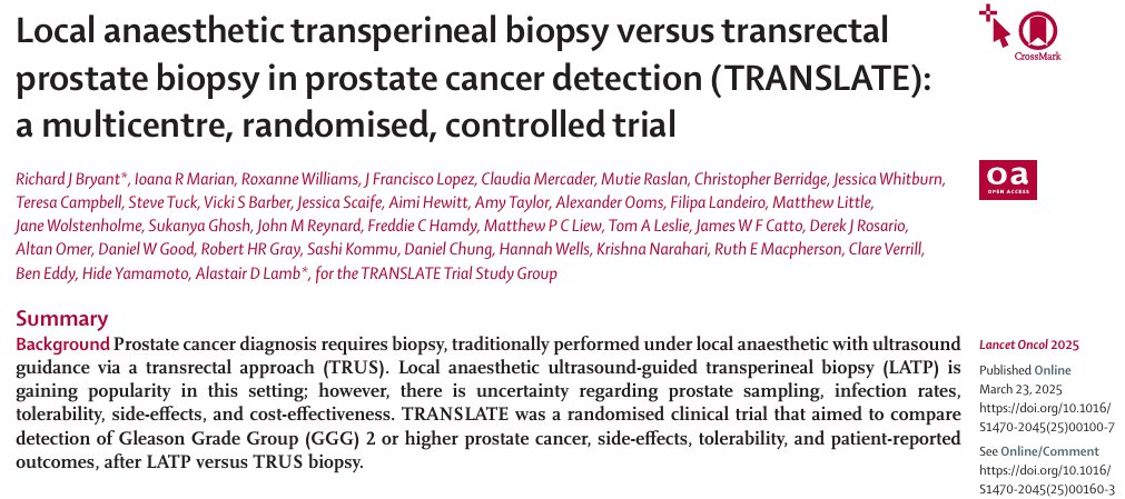 OCTRU Trials Hub (@octructu) on Twitter photo <a href="/TranslateTrial/">TRANSLATE Trial</a> have published their results paper in The Lancet Oncology!
Well done to all involved, and thank you to everyone who took part! π
Full paper: doi.org/10.1016/S1470-β¦
News article summary: ox.ac.uk/news/2025-03-2β¦
#ProstateCancerAwarenessMonth #OpenAccess <a href="/TranslateTrial/">TRANSLATE Trial</a> have published their results paper in The Lancet Oncology!
Well done to all involved, and thank you to everyone who took part! π
Full paper: doi.org/10.1016/S1470-β¦
News article summary: ox.ac.uk/news/2025-03-2β¦
#ProstateCancerAwarenessMonth #OpenAccess