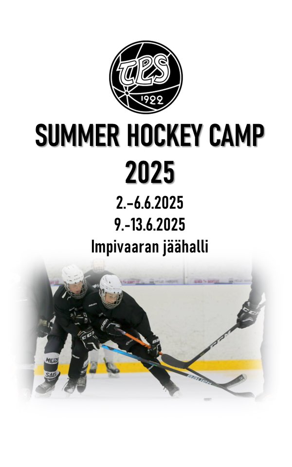Summer Hockey Camp -kiekkoleiri järjestetään tänä kesänä 2.-6.6.2025 sekä 9.-13.6.2025 (maanantaista-perjantaihin) Turun Impivaaran jäähallissa. 🏒🔥

Lue lisää ja ilmoittaudu mukaan 👉 tps-juniorit.net/seura/1362/sum…

#hctps #hctpsjuniorit
