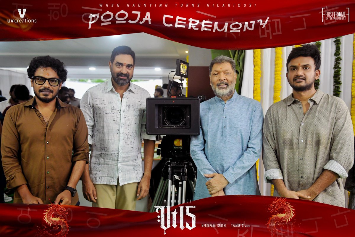 𝐕𝐚𝐦𝐬𝐢𝐒𝐡𝐞𝐤𝐚𝐫 (@ursvamsishekar) on Twitter photo The exciting journey of #VT15 kicks off with an auspicious pooja! ❤️🔥
Regular shoot starts today 🎬
Get ready for an Indo-Korean horror comedy packed with laughs, chills & thrills! 💥🐉
Mega Prince <a href="/IAmVarunTej/">Varun Tej Konidela</a>
<a href="/GandhiMerlapaka/">Merlapaka Gandhi</a> <a href="/RitikaNayak_/">Ritika Nayak</a> <a href="/MusicThaman/">thaman S</a> #ManojhReddy <a href="/DirKrish/">Krish Jagarlamudi</a> The exciting journey of #VT15 kicks off with an auspicious pooja! ❤️🔥
Regular shoot starts today 🎬
Get ready for an Indo-Korean horror comedy packed with laughs, chills & thrills! 💥🐉
Mega Prince <a href="/IAmVarunTej/">Varun Tej Konidela</a>
<a href="/GandhiMerlapaka/">Merlapaka Gandhi</a> <a href="/RitikaNayak_/">Ritika Nayak</a> <a href="/MusicThaman/">thaman S</a> #ManojhReddy <a href="/DirKrish/">Krish Jagarlamudi</a>