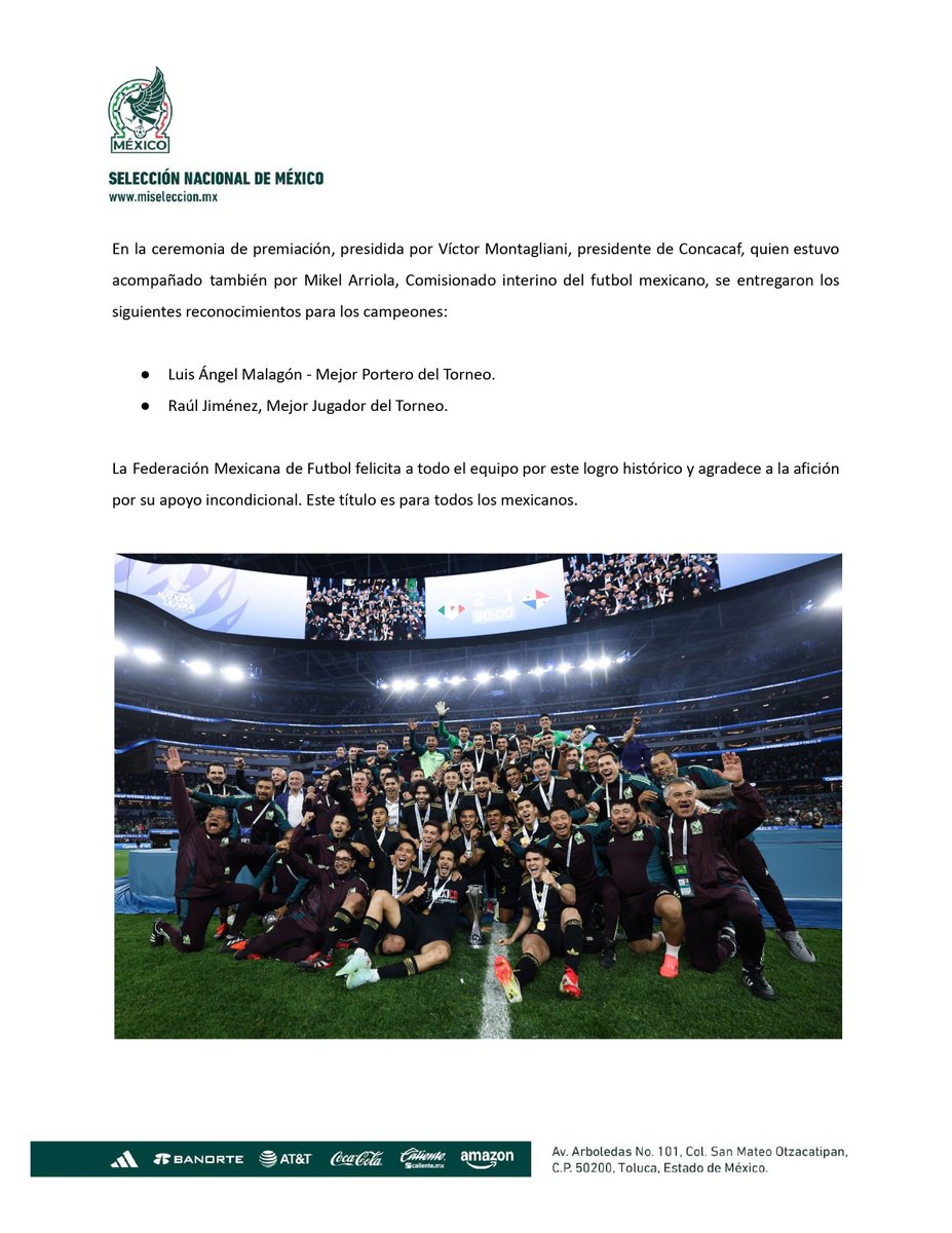 ¡Hicimos historia! 🏆🇲🇽

La Selección Nacional de México conquista su primer título en la Liga de Naciones de la Concacaf. 🔥⚽️

Entérate de todos los detalles de esta gran victoria. 👇