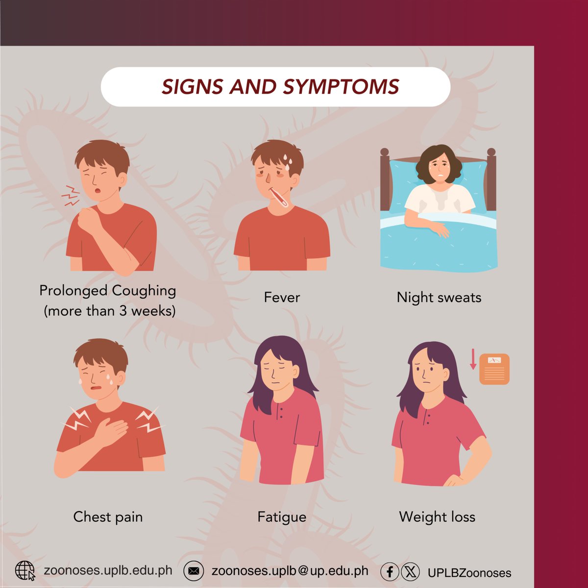 UPLBZoonoses's tweet photo. Zoonotic Disease in Focus: Tuberculosis Infection
Despite being a curable and preventable disease - Tuberculosis continues to be the world’s deadliest infection.

https://t.co/h7NdqIB0dY

#Zoonoses #ZoonoticDiseases #Tuberculosis #WorldTuberculosisDay2025 https://t.co/7LQVSSVmjz
