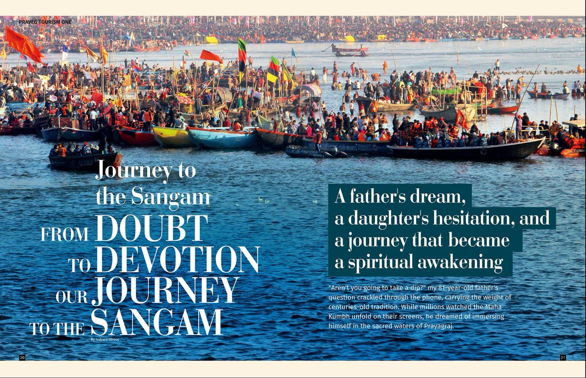 IndraniTweeets's tweet photo. My recent travel article detailing my journey through historic city of Prayagraj has been published in PRAVEG'S TOURISM ONE magazine.
#MahaKumbhMela #KumbhMela2025 #WorldsLargestGathering #HinduFestival #SpiritualJourney #HolyGanges #ReligiousFestival #IndiaCulture https://t.co/SAGzEAKsUQ
