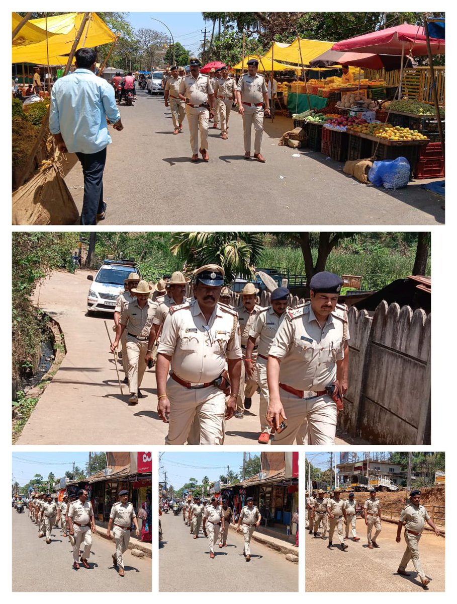 YellapurPs's tweet photo. ಯಲ್ಲಾಪುರ ಪೋಲಿಸ್ ಠಾಣೆಯ  ಅಧಿಕಾರಿಗಳು ಮತ್ತು ಸಿಬ್ಬಂದಿಗಳು ಕಾಲು ನಡಿಗೆ ಮೂಲಕ ಶಹರದಲ್ಲಿ ಬಸ ಸ್ಟ್ಯಾಂಡ್, ವಿನಾಯಕ ನಗರ, ನೂತನ ನಗರ,  ಸಂತೆ ಮಾರುಕಟ್ಟೆ,  ಕೆ ಬಿ ರೋಡ್ ಹೆದ್ದಾರಿ ರಸ್ತೆಯಲ್ಲಿ ಸಂಚರಣೆ ಮಾಡಲಾಯಿತು.#spkarwar https://t.co/Jn70Brbwsj