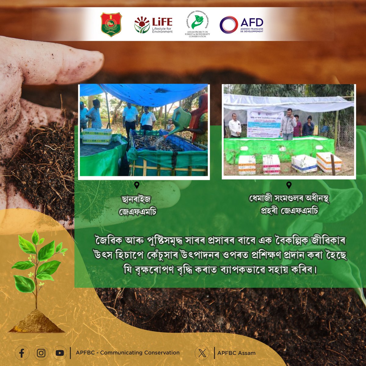 ApfbcA's tweet image. এপিএফবিচিয়ে কেচুসাৰ উৎপাদনৰ ওপৰত প্ৰশিক্ষণ প্ৰদান কৰি সেউজীয়াৰ দিশে আৰম্ভ কৰিছে এক নতুন যাত্ৰা।
খেতিৰে জীৱিকা আৰু স্বাস্থ্যকৰ পৃথিৱী নিৰ্মাণত কেচুসাৰৰ ভূমিকা অনবদ্য। আৱৰ্জনাক পৰিৱেশ-অনুকূল আৰু পুষ্টিসমৃদ্ধ মানিকলৈ ৰূপান্তৰ কৰে কেচুসাৰে ।

#vermicompost #vermiculture