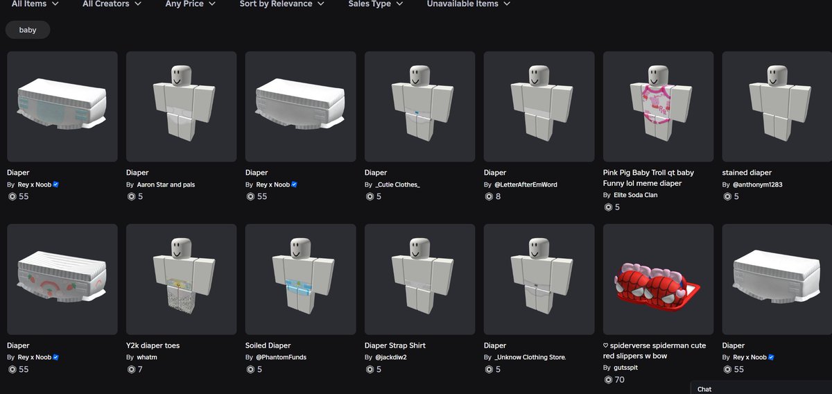 RoCatchers's tweet image. Roblox allows predators to wear inappropriate diaper age-play outfits visible to kids in ANY GAME.

You have games on this site and they&apos;re lying to you about safety @Nickelodeon @Walmart @Netflix @SEGA 

When will media finally talk about this? 
$rblx #Roblox
