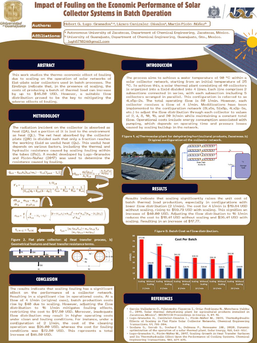 Hebert Gerardo Lugo Granados (@hebertglg) on Twitter photo <a href="/EnergytranPost/">EnergytranPoster</a> This work analyzes the economic impact of fouling due to scaling in a batch-operated solar collector system.
#solarenergy #Foulingbyscaling
#BatchOperation <a href="/EnergytranPost/">EnergytranPoster</a> This work analyzes the economic impact of fouling due to scaling in a batch-operated solar collector system.
#solarenergy #Foulingbyscaling
#BatchOperation